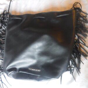 Victoria Secret Limited Edition Side Fringed Bag Pre Owned Black Faux Leather